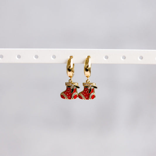 Christmas Stocking Huggie Hoop Earrings