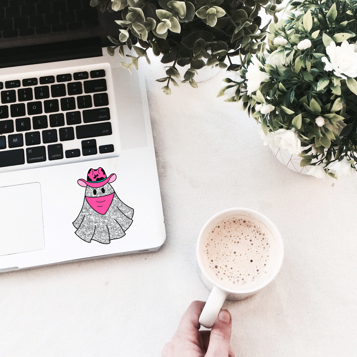Glittery Ghost Cowgirl Sticker