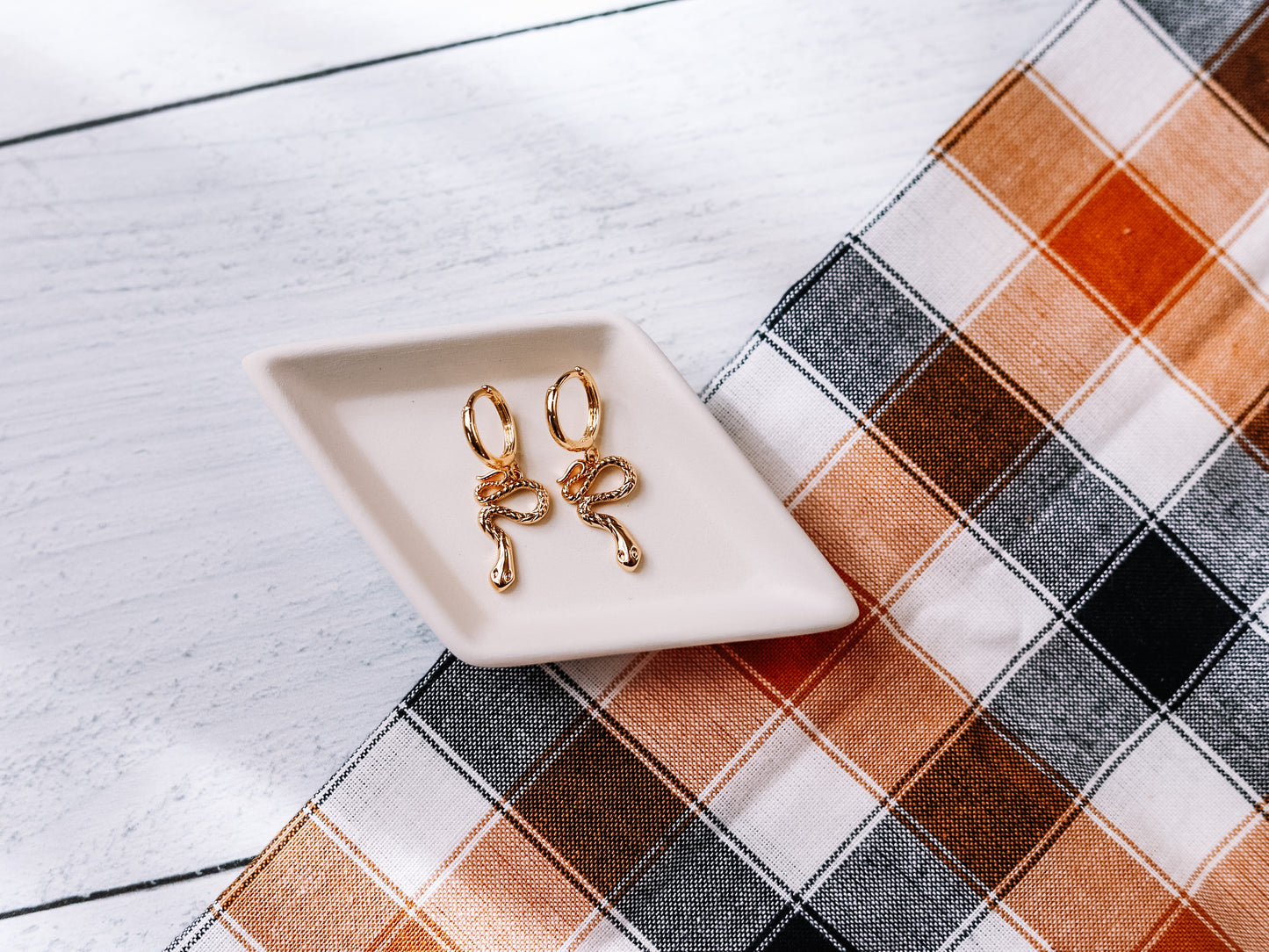 Gold Snake Hoop Earrings