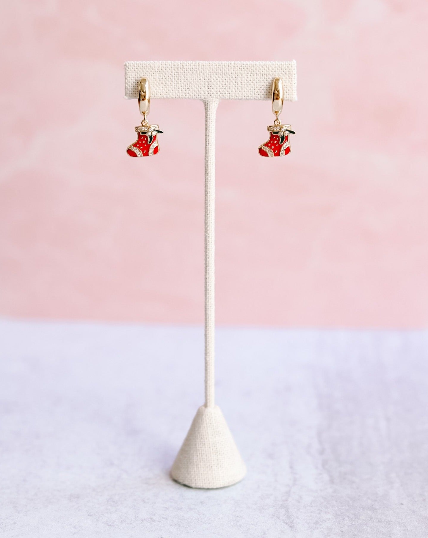 Christmas Stocking Huggie Hoop Earrings