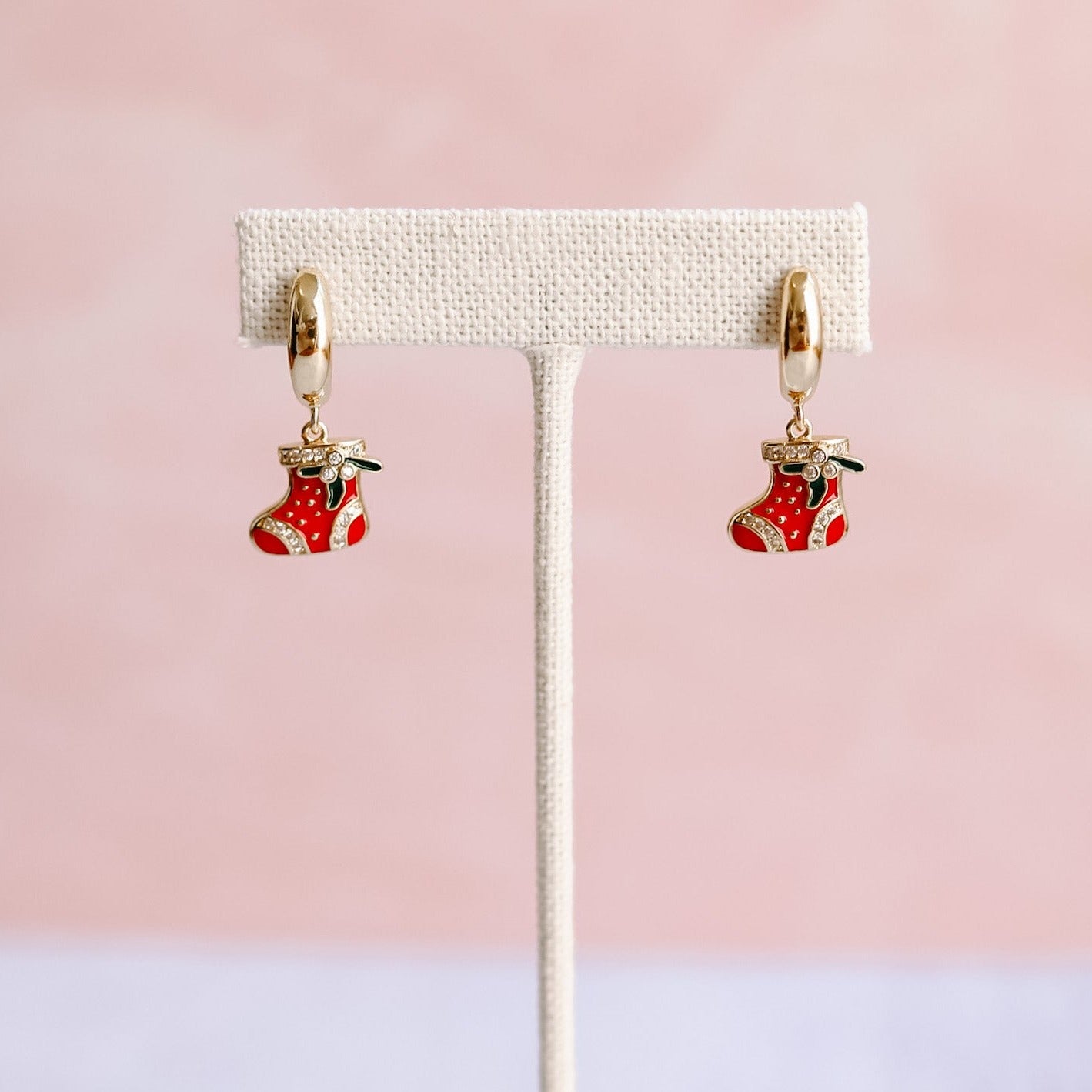Christmas Stocking Huggie Hoop Earrings