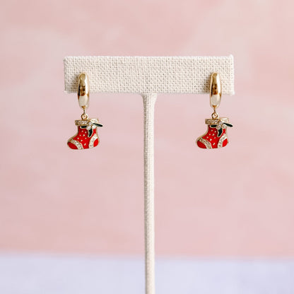 Christmas Stocking Huggie Hoop Earrings