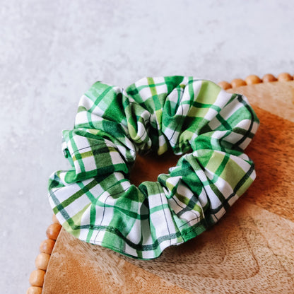 Green Plaid Scrunchie