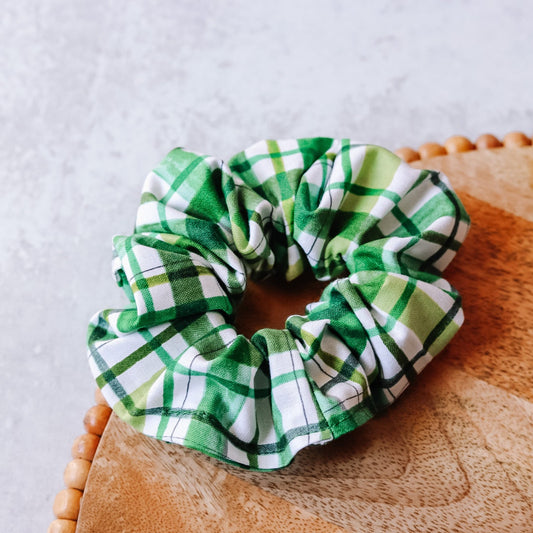 Green Plaid Scrunchie