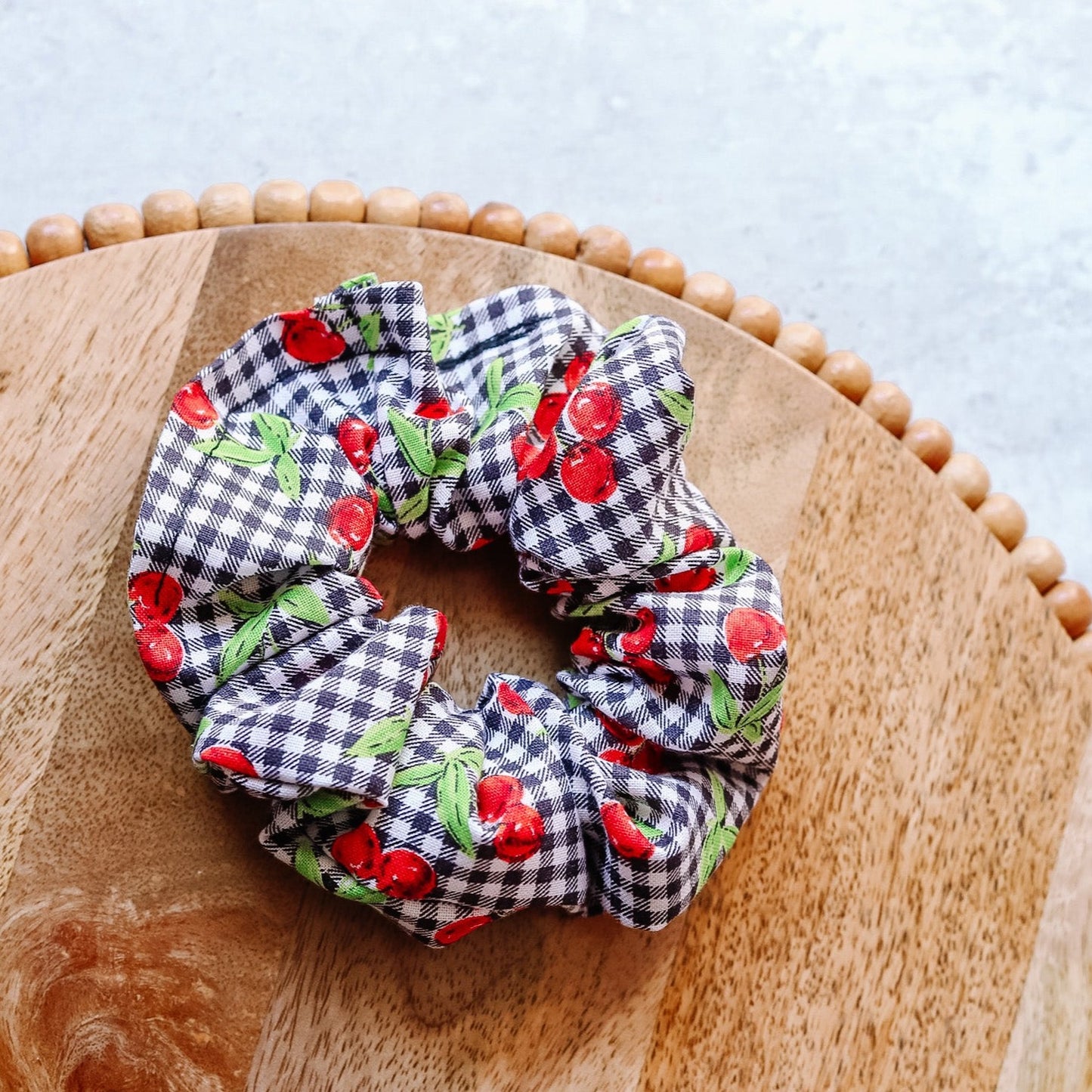 Cherry Plaid Scrunchie