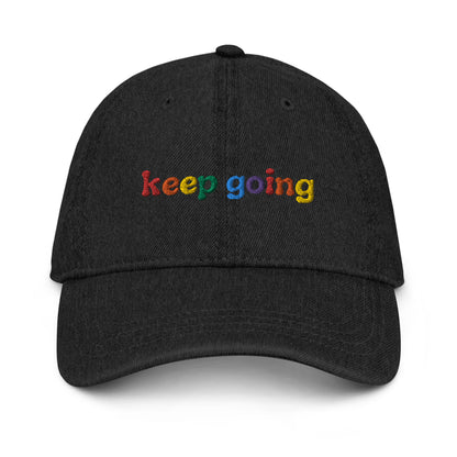 Keep Going Rainbow Embroidered Denim Hat