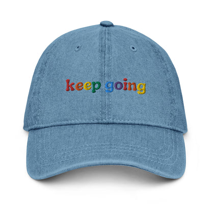 Keep Going Rainbow Embroidered Denim Hat